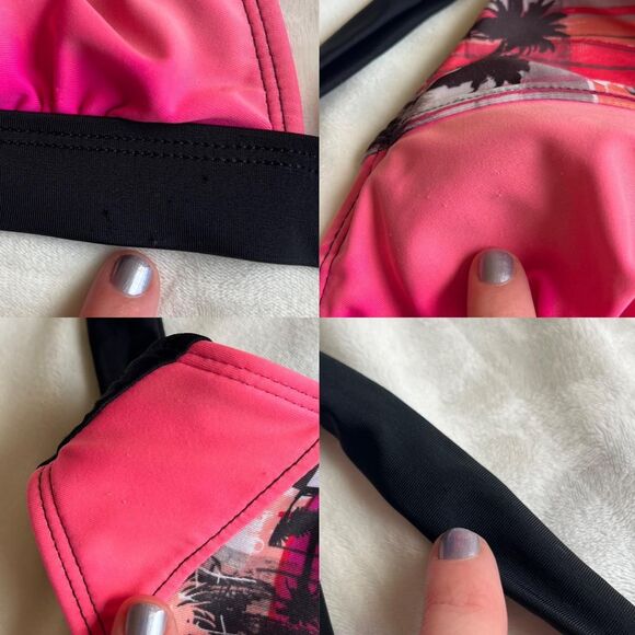 Vintage Y2K cyber glam OP pink and black bikini set size medium (junior’s 7/9) - Picture 8 of 8